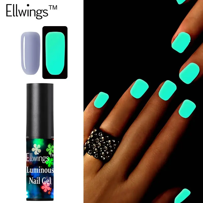 Ellwings ночное свечение ногтей в темноте Гель лак флуоресцентный Светящийся для 18