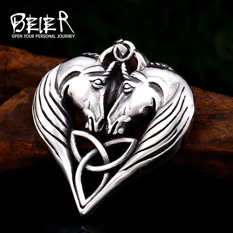 BEIER Double Horse Heads Animal pendant Heart Amulet necklace for man Gift guardian choker Viking Jewelry BP8-464
BEIER Double Horse Heads Animal pendant Heart Amulet necklace for man Gift guardian choker Viking Jewelry BP8-464