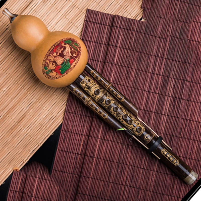 Chinese Handmade Hulusi Black Bamboo Gourd Cucurbit Flute Ethnic Musical Instrument Key of C with Case for Beginner Music Lovers
Chinese Handmade Hulusi Black Bamboo Gourd Cucurbit Flute Ethnic Musical Instrument Key of C with Case for Beginner Music Lovers