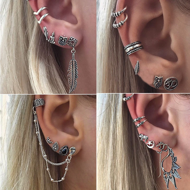 7Pcs/Lot Boho Style Tibetan Silver Top Tragus Piercings Hoop Helix Cartilage Tragus Daith Earring Studs Piercing Silver Jewelry
7Pcs/Lot Boho Style Tibetan Silver Top Tragus Piercings Hoop Helix Cartilage Tragus Daith Earring Studs Piercing Silver Jewelry