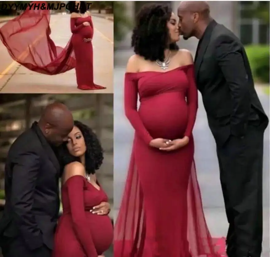Burgundy Long Sleeve Maternity Evening Dresses Off Shoulder Women Party Dress Sweep Train For Pregnant Evening Gowns
Burgundy Long Sleeve Maternity Evening Dresses Off Shoulder Women Party Dress Sweep Train For Pregnant Evening Gowns