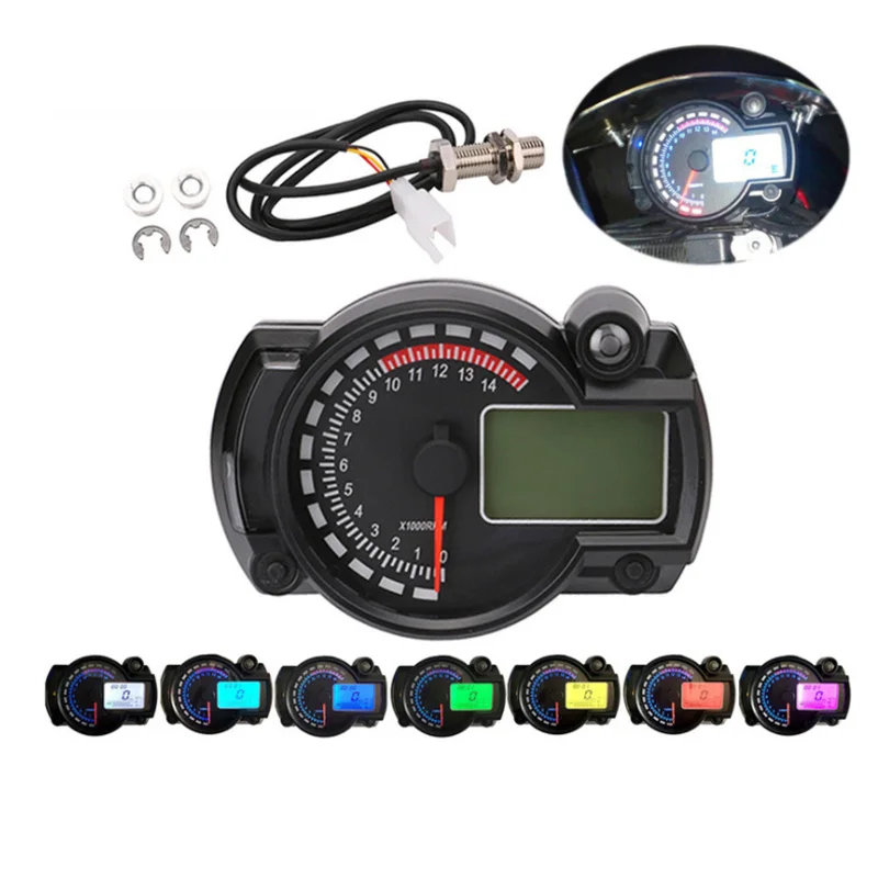 Drop Shipping 7 color display Motorcycle Digital Speedometer LCD Gauge Speedometer Tachometer Odometer Instrument Adjustable
Drop Shipping 7 color display Motorcycle Digital Speedometer LCD Gauge Speedometer Tachometer Odometer Instrument Adjustable