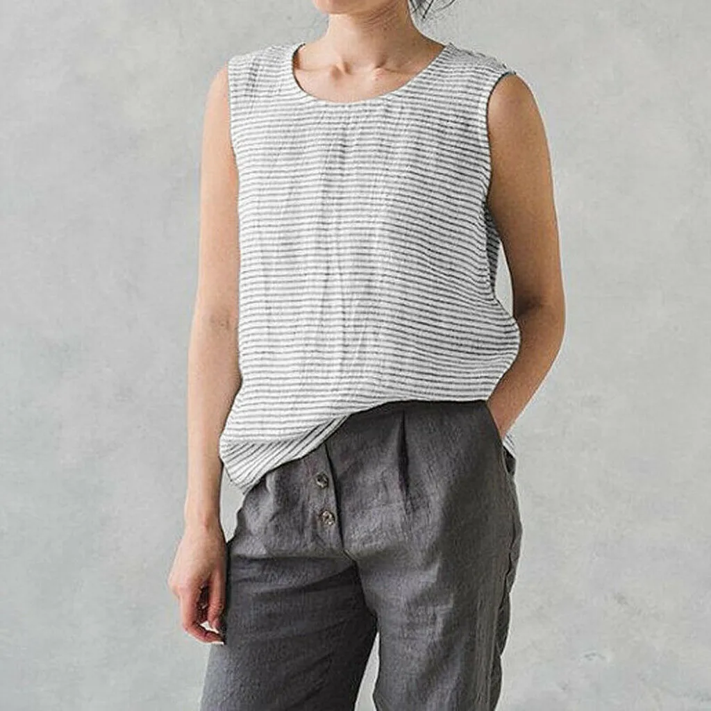 Fashion Women Summer O Neck Sleeveless Vest Stripes Print Tank Tops Casual Loose Top
Fashion Women Summer O Neck Sleeveless Vest Stripes Print Tank Tops Casual Loose Top