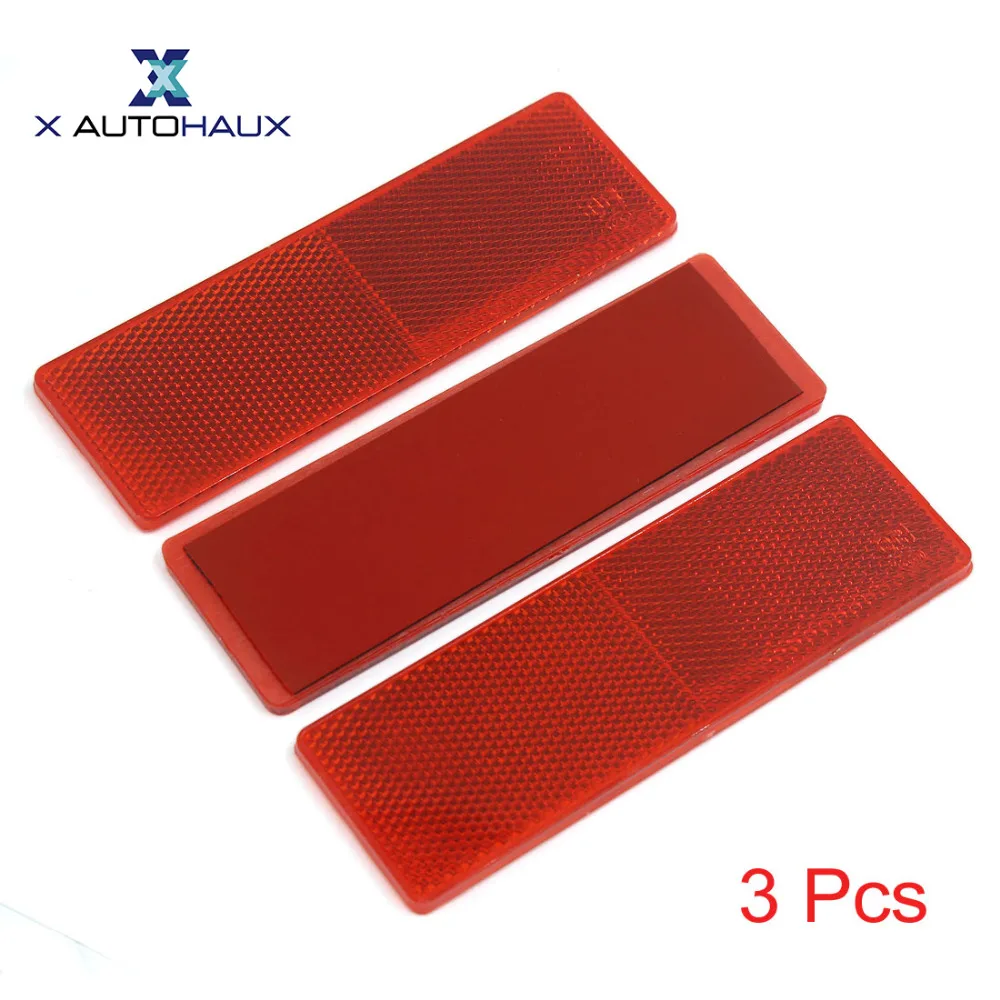 

X Autohaux Automotive Truck Car Night Rear Bumper Mount Reflector Red Without Holes 3Pcs