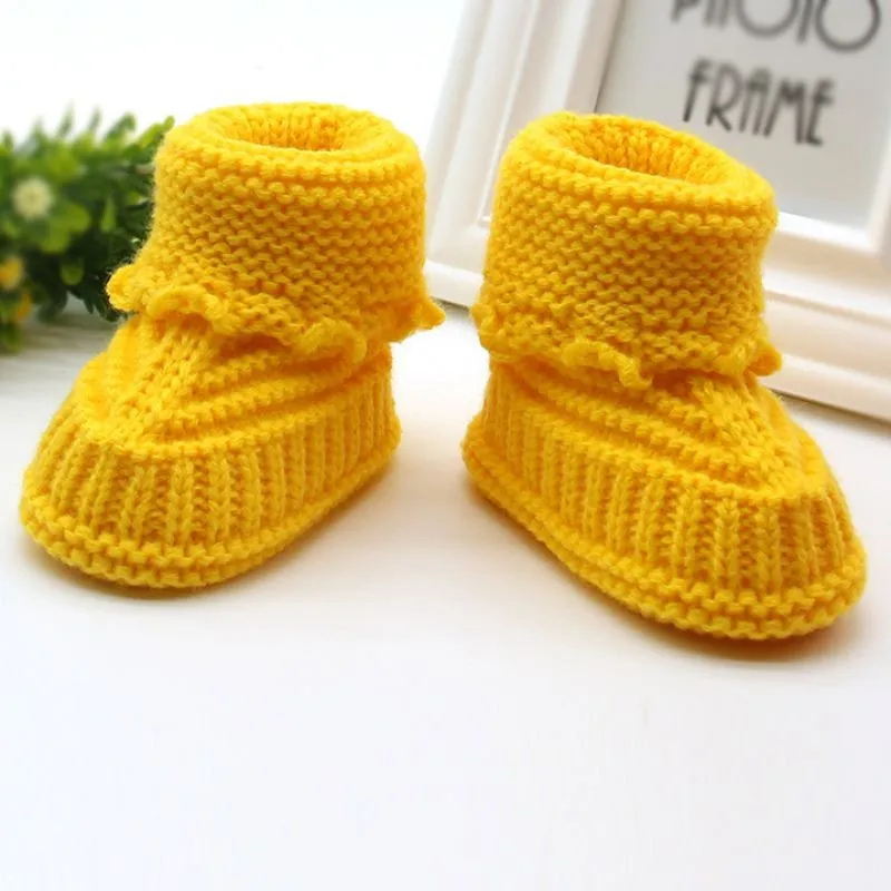 Kleinkinder Neugeborenes Baby Strickerei aus Wolle Häkel Schuhe Schnalle