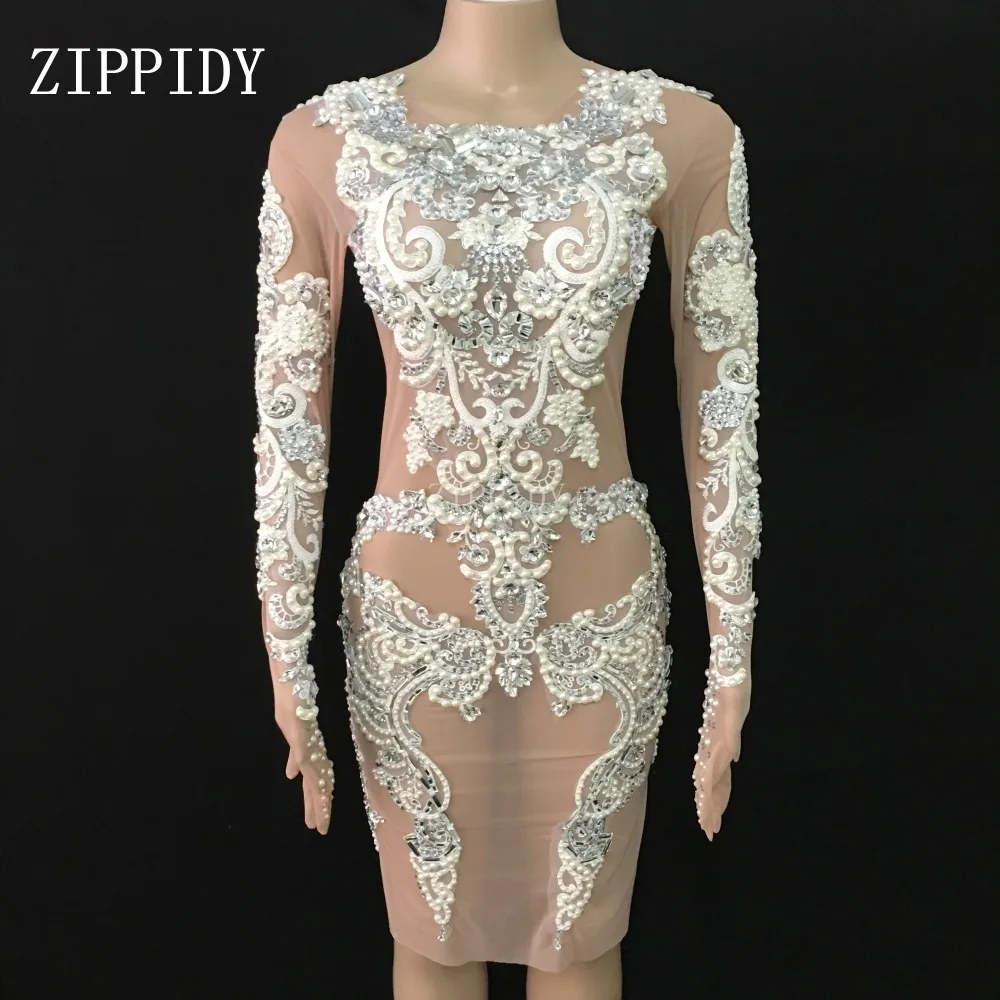 Sparkly Pearls Lace Mesh Dress Sexy See Through Birthday Celebrate Dresses Outfit Party Dance Female Singer Outfit
Sparkly Pearls Lace Mesh Dress Sexy See Through Birthday Celebrate Dresses Outfit Party Dance Female Singer Outfit
