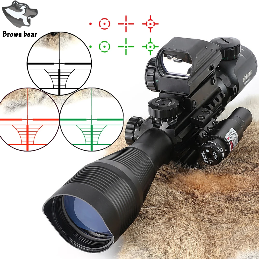 4-12x50 with Picatinny Rail Mount Holographic 4 Reticle Optics Sights Red Green Laser Hunting Rifle Scope Riflescope for Hunting
4-12x50 with Picatinny Rail Mount Holographic 4 Reticle Optics Sights Red Green Laser Hunting Rifle Scope Riflescope for Hunting