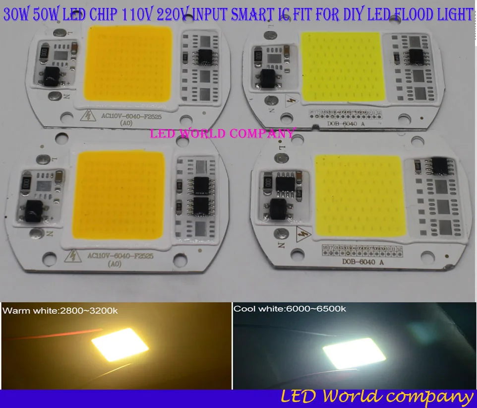DIY LED COB Bulb Chip 30W 50W LED Chip 110V 220V Input Smart IC Fit For DIY LED Flood Light Cold White Warm White Street Lamp
DIY LED COB Bulb Chip 30W 50W LED Chip 110V 220V Input Smart IC Fit For DIY LED Flood Light Cold White Warm White Street Lamp