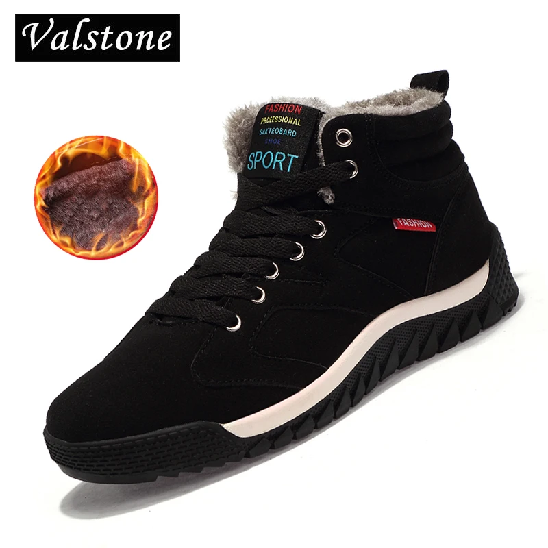 

Valstone Men's Casual winter shoes warm fashion sneakers fur lining outside shoes high-top snow boots plus size 2 lace-up colors