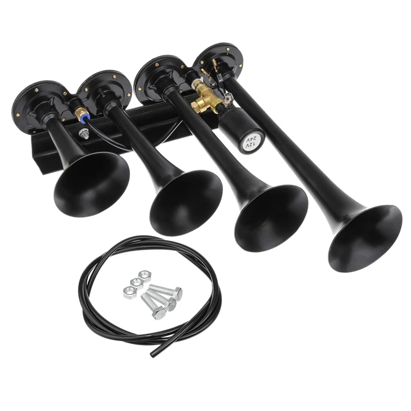 12V / 24V 185Db 4 / Four Super Trumpet Chrome Auto Car Air Horn Set For Car Vehicle Truck Train Boat Yacht Suv Bike 60-150 Psi
12V / 24V 185Db 4 / Four Super Trumpet Chrome Auto Car Air Horn Set For Car Vehicle Truck Train Boat Yacht Suv Bike 60-150 Psi