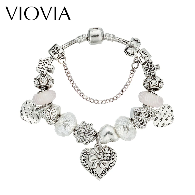 VIOVIA Fashion Women Bracelet Silver Color Crystal Bead Heart Charm Bracelets For Women Jewelry Bracelets Love's Gift B16145
VIOVIA Fashion Women Bracelet Silver Color Crystal Bead Heart Charm Bracelets For Women Jewelry Bracelets Love's Gift B16145