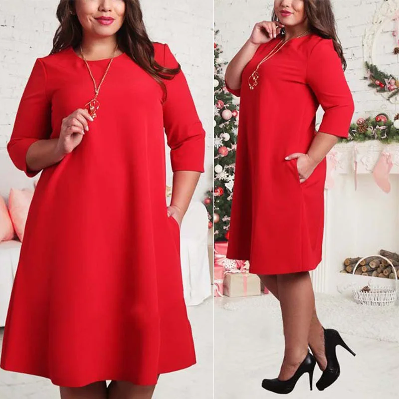 Solid Color Round Neck Three Quater Sleeves Large Size Dress Spring Fall Women A-Line O-Neck Knee Length Dresses Plus Size L-6XL
Solid Color Round Neck Three Quater Sleeves Large Size Dress Spring Fall Women A-Line O-Neck Knee Length Dresses Plus Size L-6XL