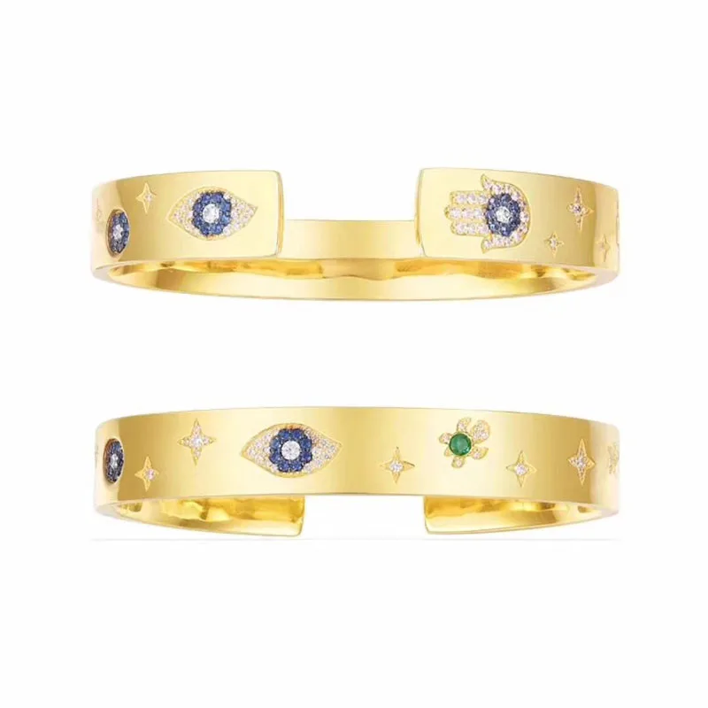 SLJELY 925 Sterling Silver Yellow Gold Color Lucky Eye Palm Sea Turtle Symbol Bangle women Cubic Zirconia Stones luxury Bracelet
SLJELY 925 Sterling Silver Yellow Gold Color Lucky Eye Palm Sea Turtle Symbol Bangle women Cubic Zirconia Stones luxury Bracelet