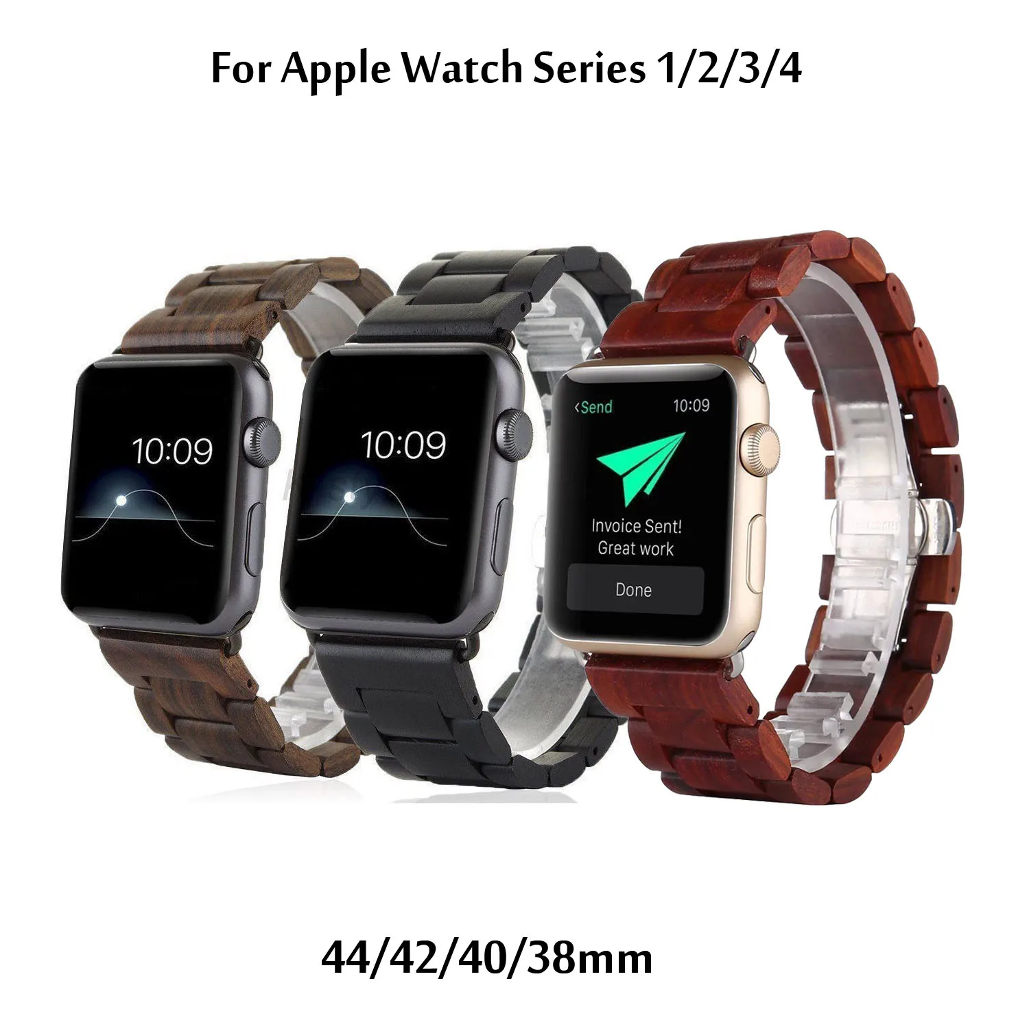 Браслет из натурального дерева для Apple Watch 44/42 мм 40/38 деревянный ремешок iWatch Series 4 3 2
