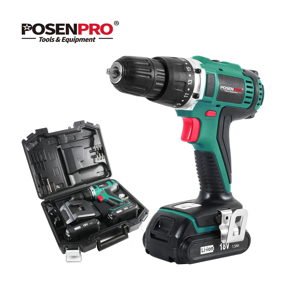 POSENPRO 18V 45Nm DC Lithium-ion Battery 3/8inch 2-Speed Electric Cordless Drill Mini Electric Screwdriver Wireless Power Driver
POSENPRO 18V 45Nm DC Lithium-ion Battery 3/8inch 2-Speed Electric Cordless Drill Mini Electric Screwdriver Wireless Power Driver