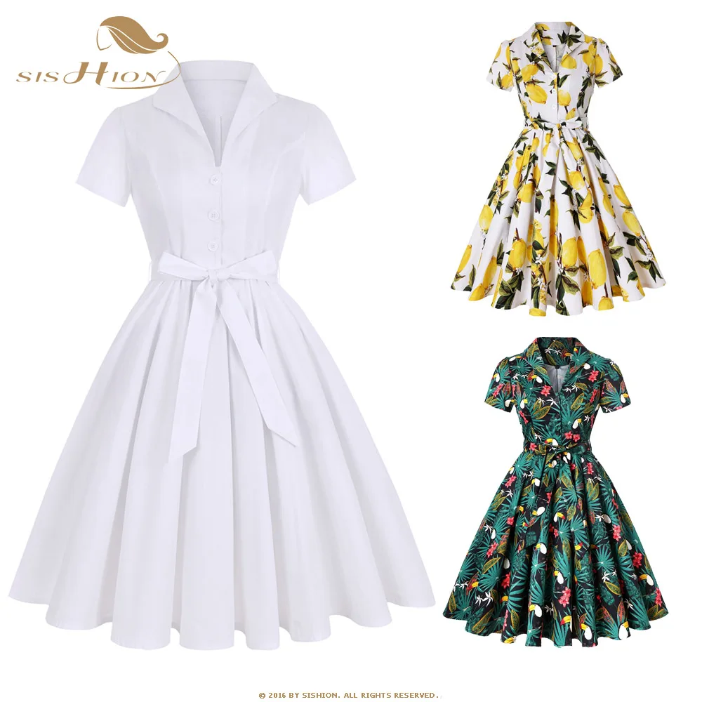SISHION Plus Size White Retro Vintage Rockabilly Dress SD0002 Large Swing Elegant Short Sleeve Tunic Women Cotton Summer Dress
SISHION Plus Size White Retro Vintage Rockabilly Dress SD0002 Large Swing Elegant Short Sleeve Tunic Women Cotton Summer Dress