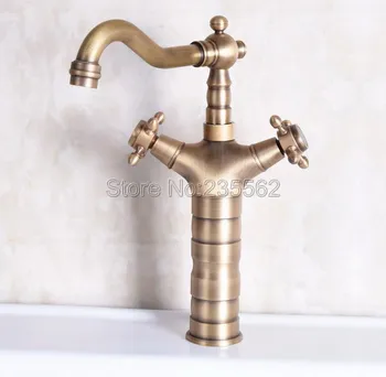 Antique Brass Bathroom & Kitchen Faucet Double Cross Handles Swivel Spout Sink Mixer Tap Lnf246 
Antique Brass Bathroom & Kitchen Faucet Double Cross Handles Swivel Spout Sink Mixer Tap Lnf246