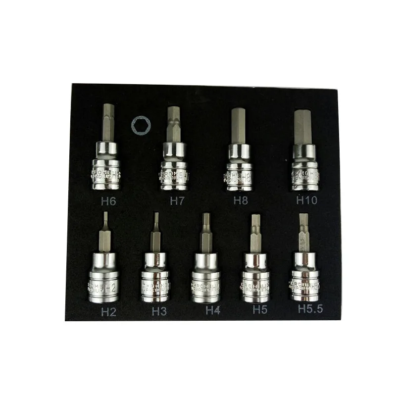 10PC Spanner Socket Set 3/8" Bit Socket Set CR-V H2 H3 H4 H5 H5.5 H6 H7 H8 H9 H10 Socket Bit
10PC Spanner Socket Set 3/8" Bit Socket Set CR-V H2 H3 H4 H5 H5.5 H6 H7 H8 H9 H10 Socket Bit