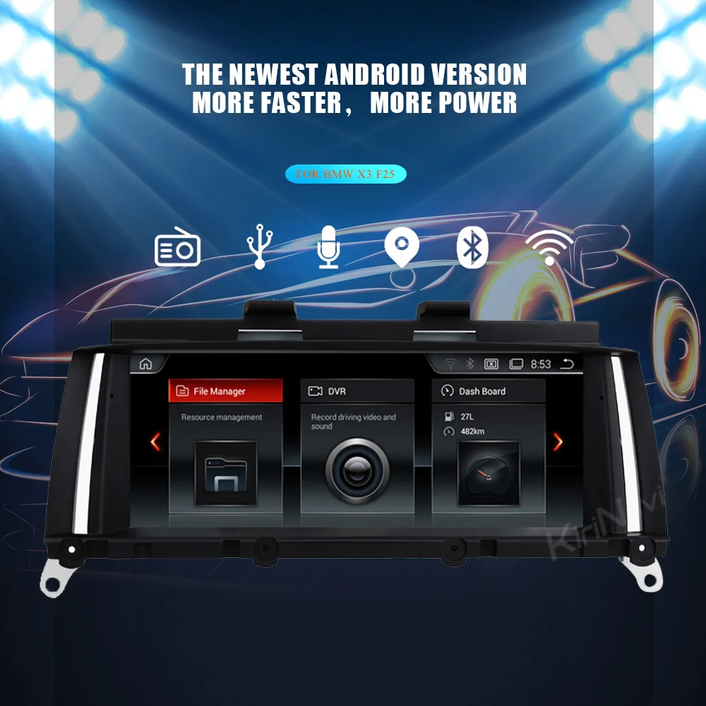 Flash Deal KiriNavi 8 Core 4+64G 10.25" 2 din car radio Android 9.0 auto multimedia stereo dvd gps for BMW X3 F25 automotivo head unit WIFI 0