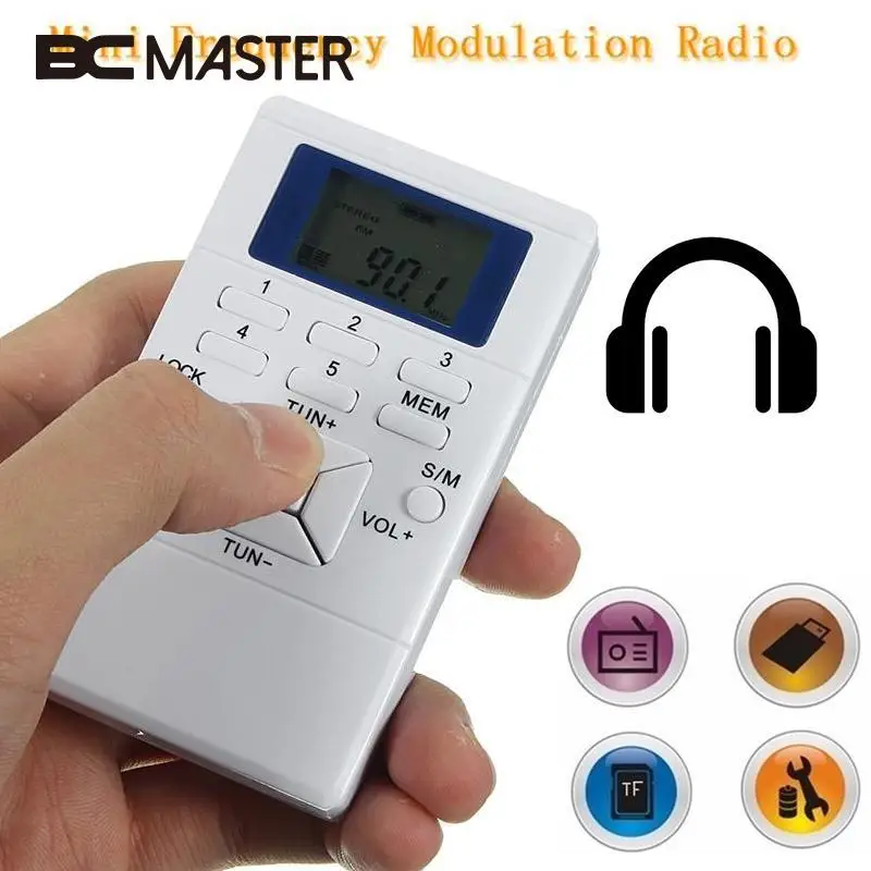 BCMaster Portable mini Radio Slim Pocket Personal Handheld Digital Display Battery Powered FM Radio Receiver free Earphone Gift
BCMaster Portable mini Radio Slim Pocket Personal Handheld Digital Display Battery Powered FM Radio Receiver free Earphone Gift
