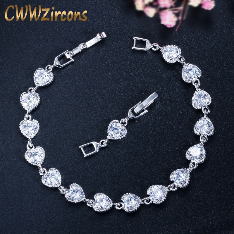 CWWZircons White Gold Color Fashion Love Heart Shape Shiny Cubic Zirconia Stone Chain Link Bracelets Jewellery for Women CB151
CWWZircons White Gold Color Fashion Love Heart Shape Shiny Cubic Zirconia Stone Chain Link Bracelets Jewellery for Women CB151