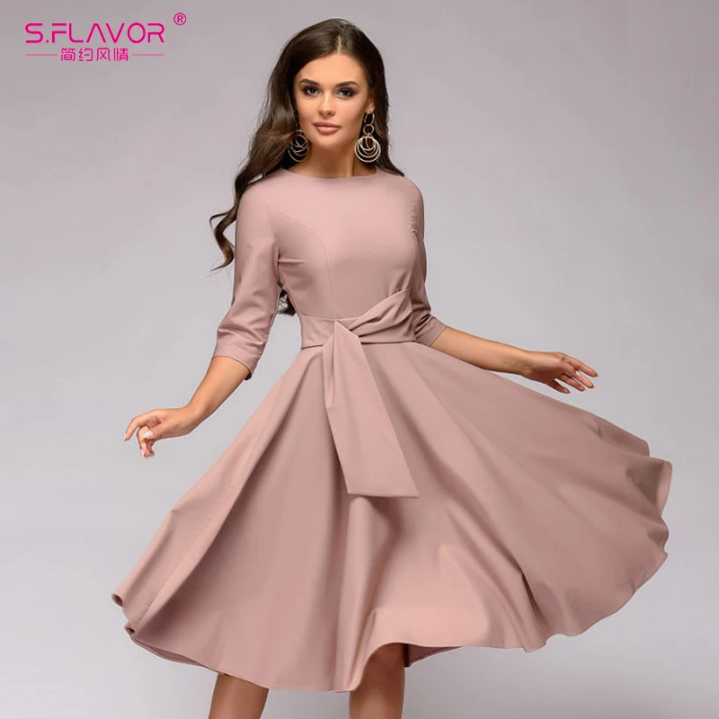 S.FLAVOR Casual Solid Color Women Spring Summer A-line Dress Elegant O-Neck Simple Mid-Calf Vestidos For Female Slim Dress
S.FLAVOR Casual Solid Color Women Spring Summer A-line Dress Elegant O-Neck Simple Mid-Calf Vestidos For Female Slim Dress