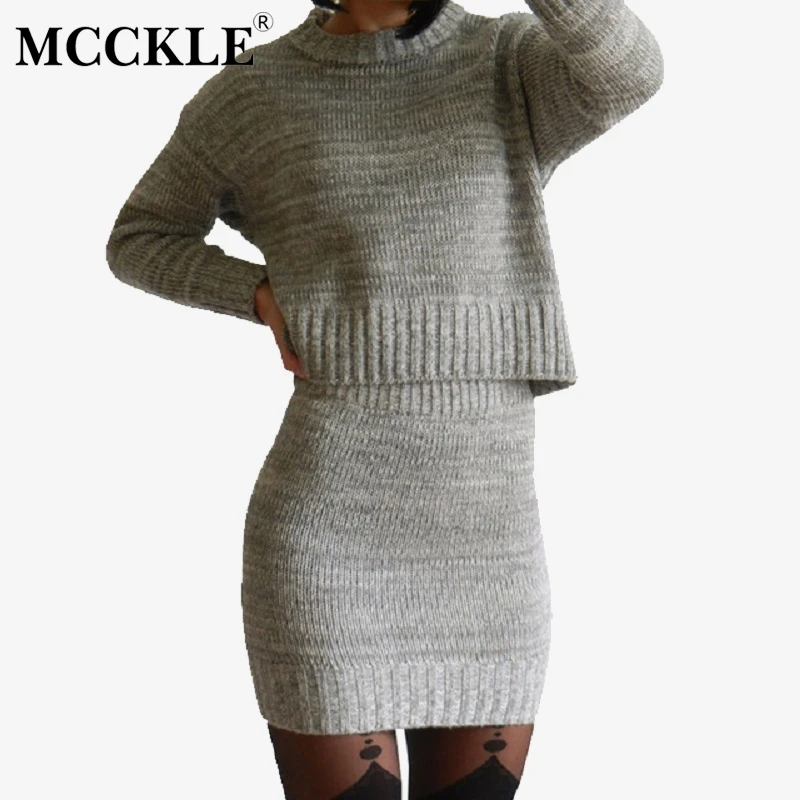 MCCKLE Women Two Piece Solid Knitted Pullover Sets 2018 Autumn Winter Female Fashion Mini Skirt Ladies OL Long Sleeve Suit
MCCKLE Women Two Piece Solid Knitted Pullover Sets 2018 Autumn Winter Female Fashion Mini Skirt Ladies OL Long Sleeve Suit