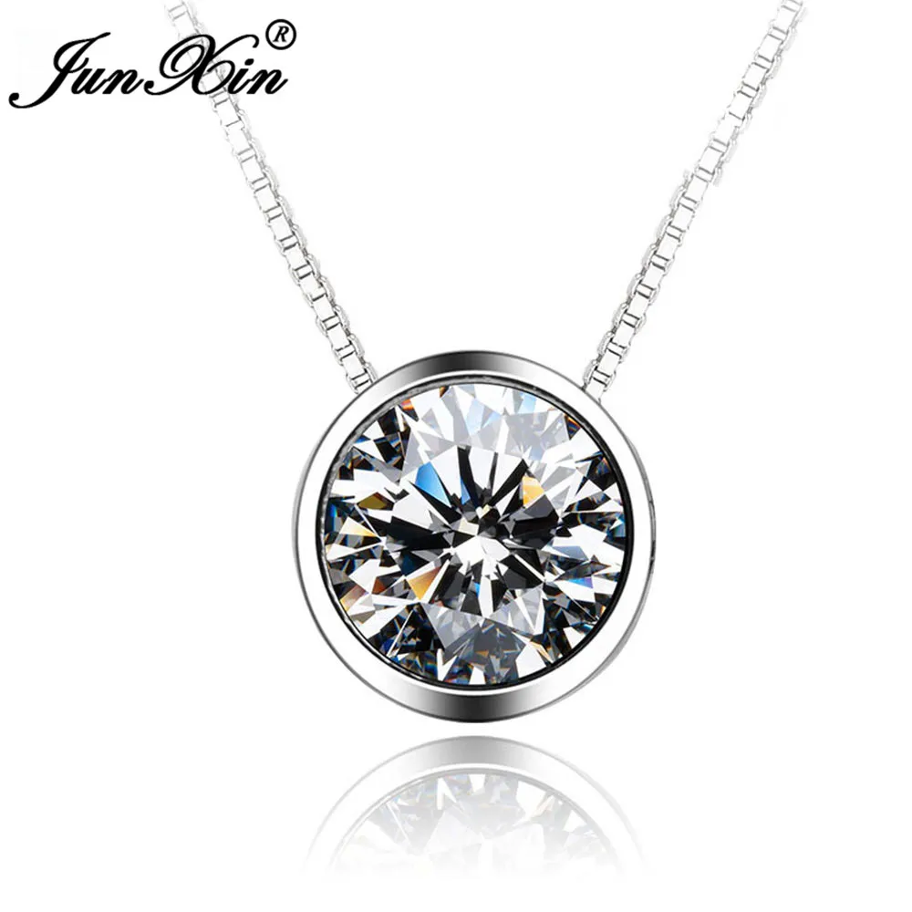 JUNXIN Luxury Women White Round Necklace New Fashion Wedding Jewelry 925 Sterling Silver Filled Necklaces & Pendants Gifts
JUNXIN Luxury Women White Round Necklace New Fashion Wedding Jewelry 925 Sterling Silver Filled Necklaces & Pendants Gifts
