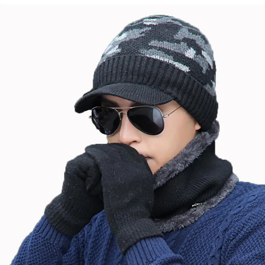 Men Winter Hat And Scarf Gloves 3 Pcs Set For Women Scarves Cap With Brim Knit Visor Skullies Beanies Male Warm Caps Balaclava
Men Winter Hat And Scarf Gloves 3 Pcs Set For Women Scarves Cap With Brim Knit Visor Skullies Beanies Male Warm Caps Balaclava