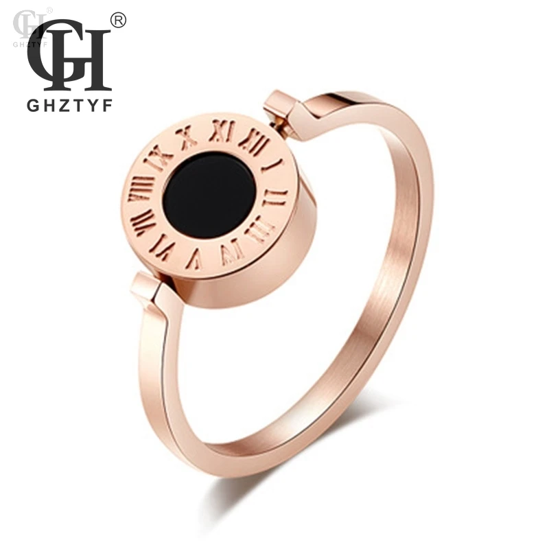 Fashion Rose Gold Titanium Steel Rings For Women's Jewelry Double Sided Rotary Roman Numerals High Quality Ring Anillos Mujer
Fashion Rose Gold Titanium Steel Rings For Women's Jewelry Double Sided Rotary Roman Numerals High Quality Ring Anillos Mujer