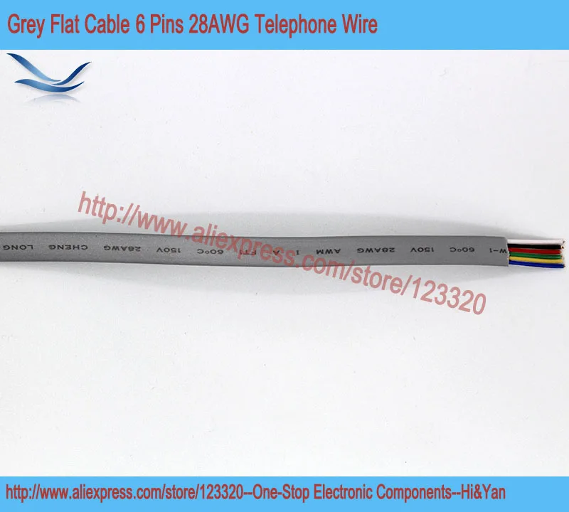 1meters/lot 6Pin Grey Flat Electrical Wire Cable 6 cores Telephone Wires With 6P 28AWG Electrical Wire
1meters/lot 6Pin Grey Flat Electrical Wire Cable 6 cores Telephone Wires With 6P 28AWG Electrical Wire