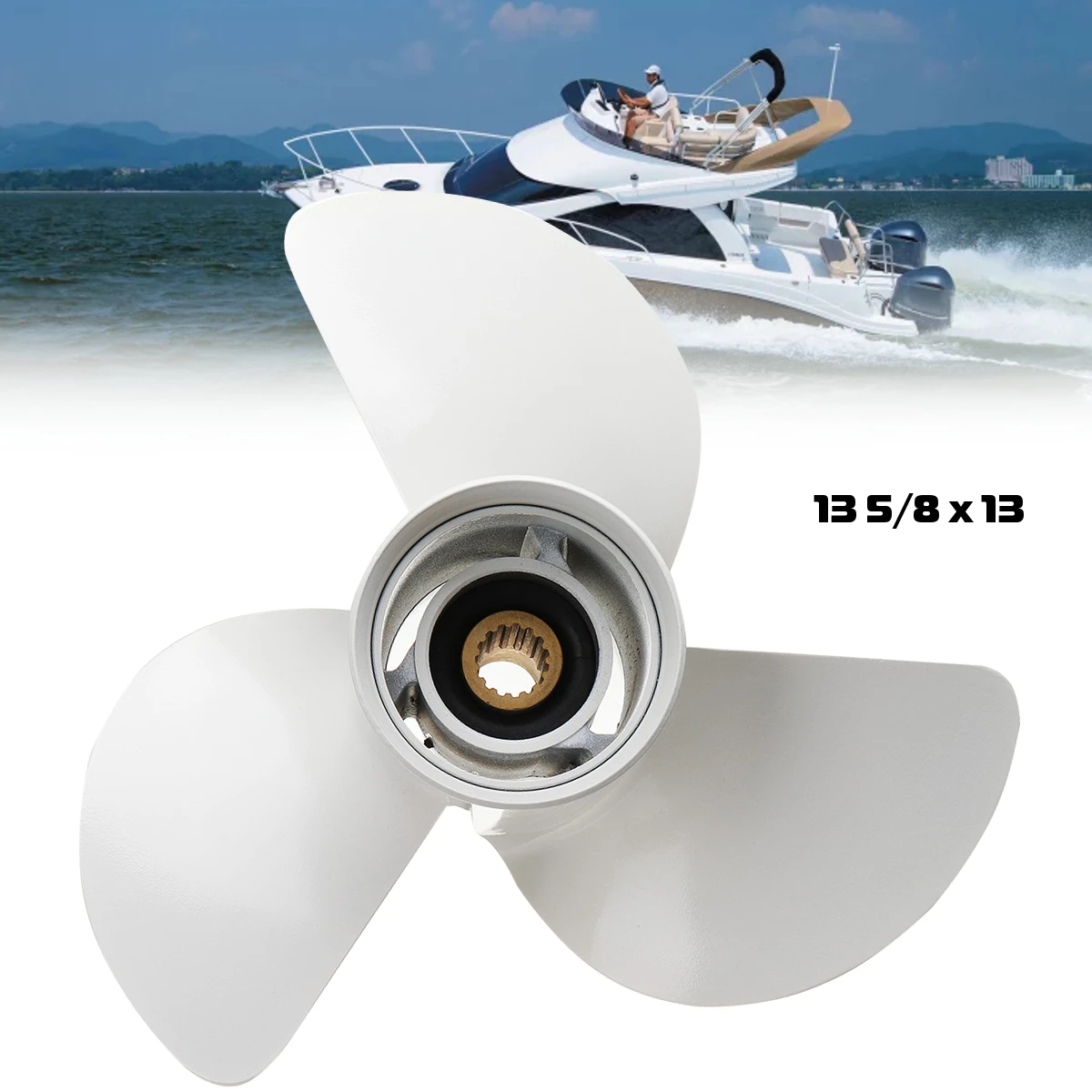 6E5-45949-00-EL 13 5/8 x 13 Outboard Propeller Fit For Yamaha 50-140HP 3 Blades R Rotation Aluminum Alloy 15 Spline Tooths
6E5-45949-00-EL 13 5/8 x 13 Outboard Propeller Fit For Yamaha 50-140HP 3 Blades R Rotation Aluminum Alloy 15 Spline Tooths