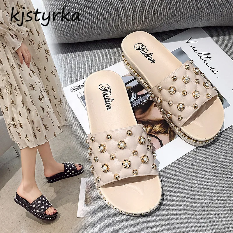 kjstyrka 2019 outside Slippers women summer sandals open toe bathroom metal pearl flowers Beach low heels slides pantuflas
kjstyrka 2019 outside Slippers women summer sandals open toe bathroom metal pearl flowers Beach low heels slides pantuflas