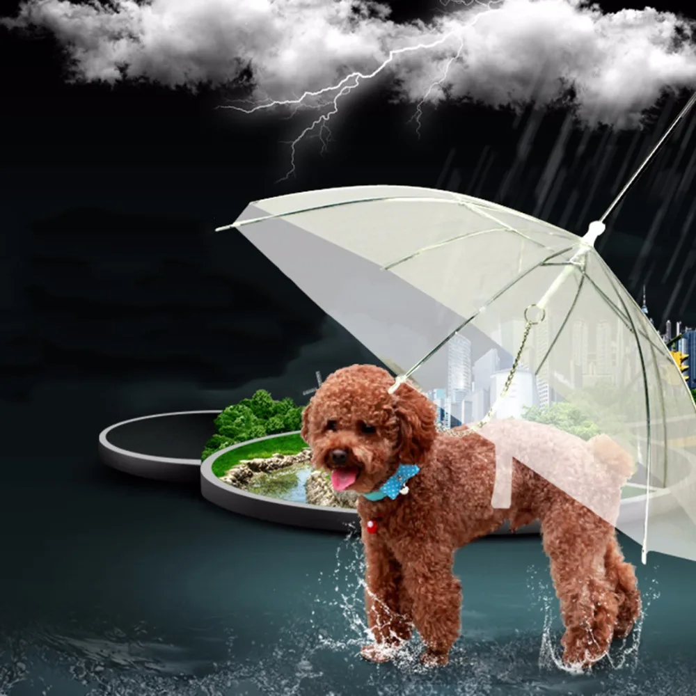 Transparent Pet Umbrella With Dog Leads Chains Useful Transparence PE Rain Walk Tow Rope Dogs Lead Pets Raincoat Supplies
Transparent Pet Umbrella With Dog Leads Chains Useful Transparence PE Rain Walk Tow Rope Dogs Lead Pets Raincoat Supplies