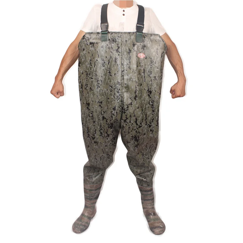 Camouflage One-Piece Fishing Waders 0.85mm Thick PVC Digital Camouflage Over Chest Seamless Welding Clothes+Boots Fishing Waders 
Camouflage One-Piece Fishing Waders 0.85mm Thick PVC Digital Camouflage Over Chest Seamless Welding Clothes+Boots Fishing Waders