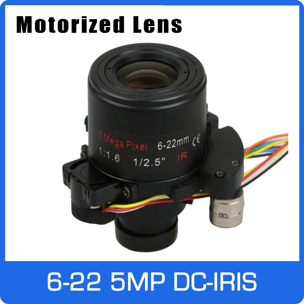 Motor 5Megapixel Varifocal Lens 6-22mm D14 DC IRIS Long Distance View With Motorized Zoom and Focus For 1080P/5MP AHD/IP Camera
Motor 5Megapixel Varifocal Lens 6-22mm D14 DC IRIS Long Distance View With Motorized Zoom and Focus For 1080P/5MP AHD/IP Camera
