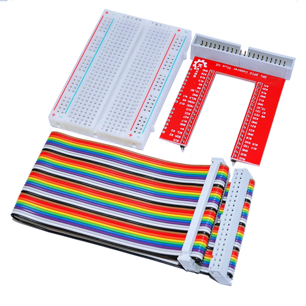 

Keyes Raspberry Pi 3 GPIO DIY Expansion kit(40P rainbow line+GPIO V2+400 hole breadboard)