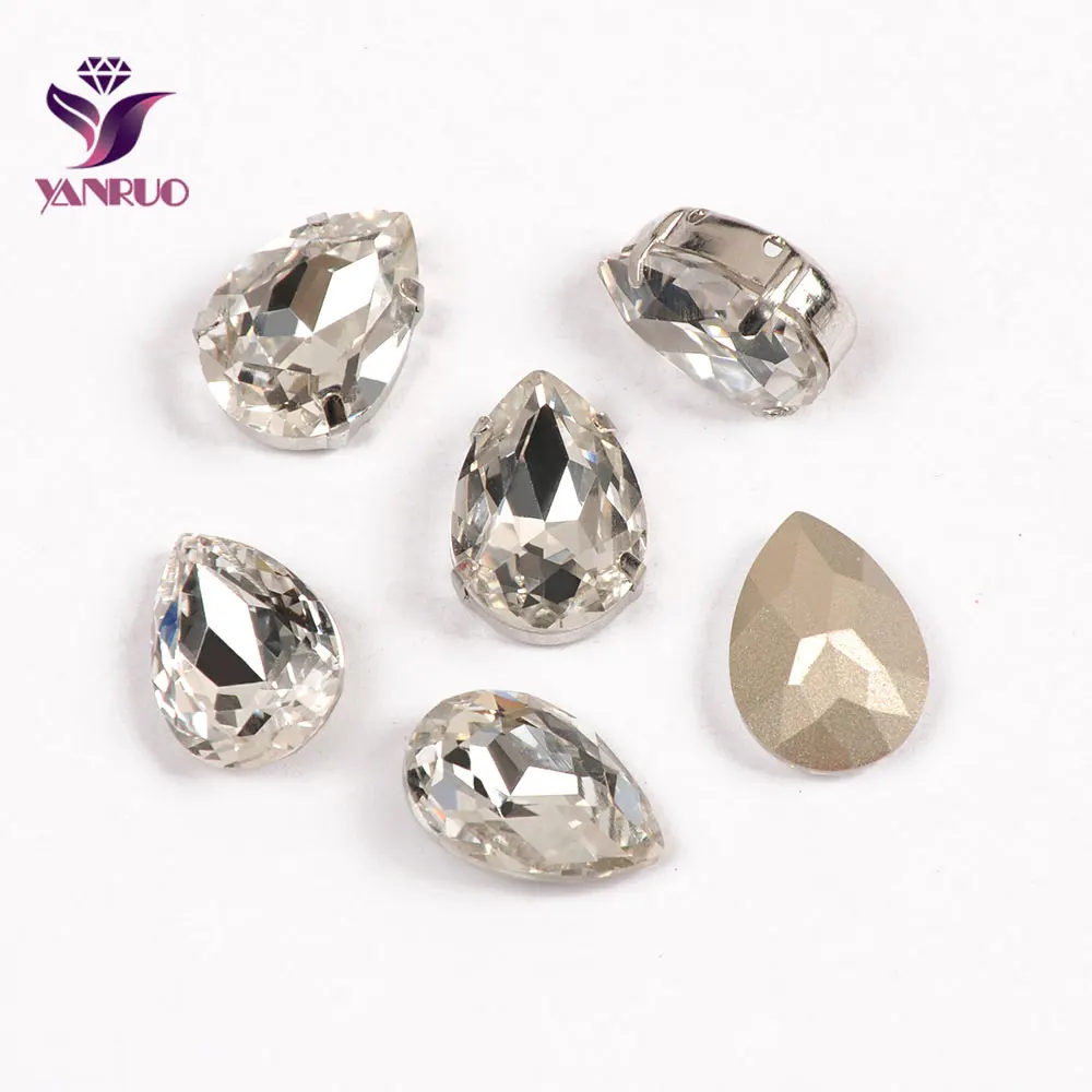 

YANRUO Teardrop Clear Crystal Fancy Claw Rhinestones Stones Jewelry Diamond Bling Decoration For Crafts Sewing on Clothes