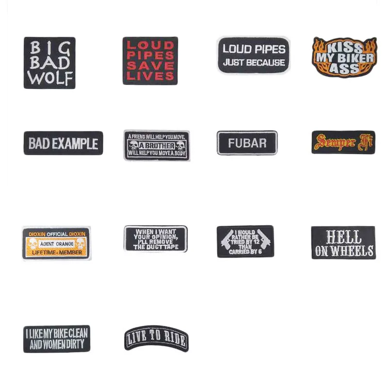 Biker slogan patches LOUD PIPES JUST BECAUSE HELL ON WHEELS Bad Example SEMPER FI LOUD PIPES SAVE LIVES EMBROIDERED APPLIQUE
Biker slogan patches LOUD PIPES JUST BECAUSE HELL ON WHEELS Bad Example SEMPER FI LOUD PIPES SAVE LIVES EMBROIDERED APPLIQUE
