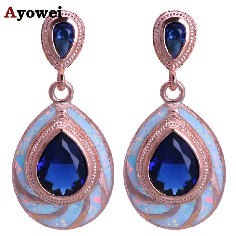 Ayowei Anniversary gift Water drop design blue zircon White Fire Opal Silver stamped Drop Earrings for women JES1145A
Ayowei Anniversary gift Water drop design blue zircon White Fire Opal Silver stamped Drop Earrings for women JES1145A