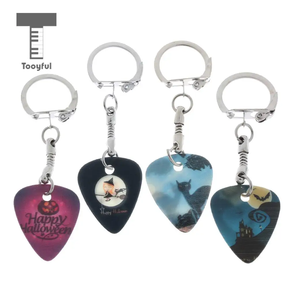 Acoustic Electric Celluloid Smooth Guitar Plectrum Picks Happy Halloween Keychain Key Fob