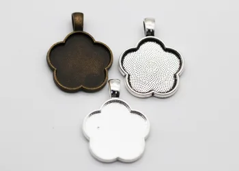 50pcs/lot 25mm Plum Blossom Pendant Charm Base Tray Bezel Blank Fit 25mm Glass Cabochon Cameo For DIY Necklace Makings 
50pcs/lot 25mm Plum Blossom Pendant Charm Base Tray Bezel Blank Fit 25mm Glass Cabochon Cameo For DIY Necklace Makings