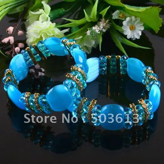 Fashion Sky Blue Cat's Eye&Crystal Bead Bracelets Stretch Gold Color Accessory Bracelets one piece gcb1152
Fashion Sky Blue Cat's Eye&Crystal Bead Bracelets Stretch Gold Color Accessory Bracelets one piece gcb1152