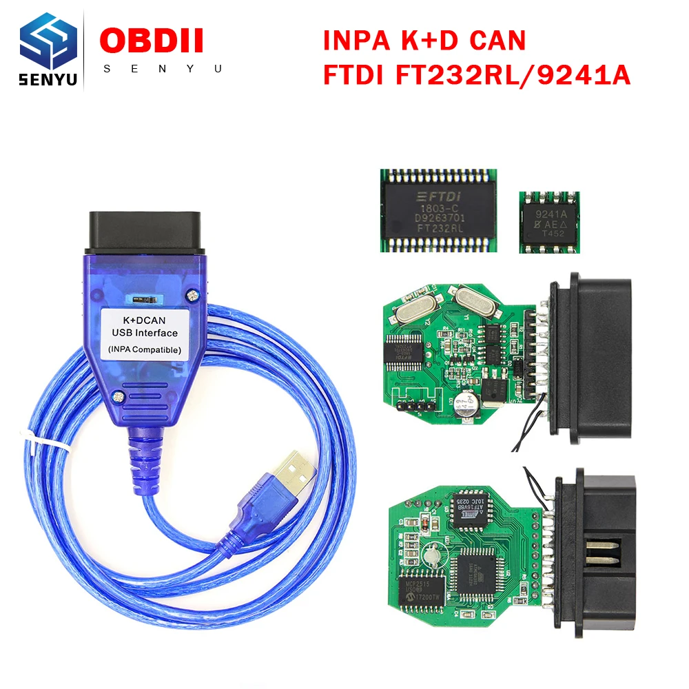 

INPA K+DCAN FTDI FT232RL Chip with Switch For BMW OBD2 Scanner Cable USB interface Inpa k dcan OBD OBD2 Car Diagnostic Auto Tool