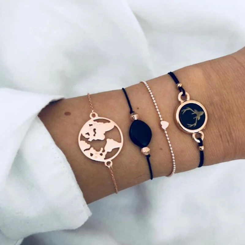 Tocona 4PCS/Set Women Bohemia Gold Color Wave Map Heart Infinity Charm Beaded Hollow Chain Bracelets Set Black Rope Jewelry 3606
Tocona 4PCS/Set Women Bohemia Gold Color Wave Map Heart Infinity Charm Beaded Hollow Chain Bracelets Set Black Rope Jewelry 3606