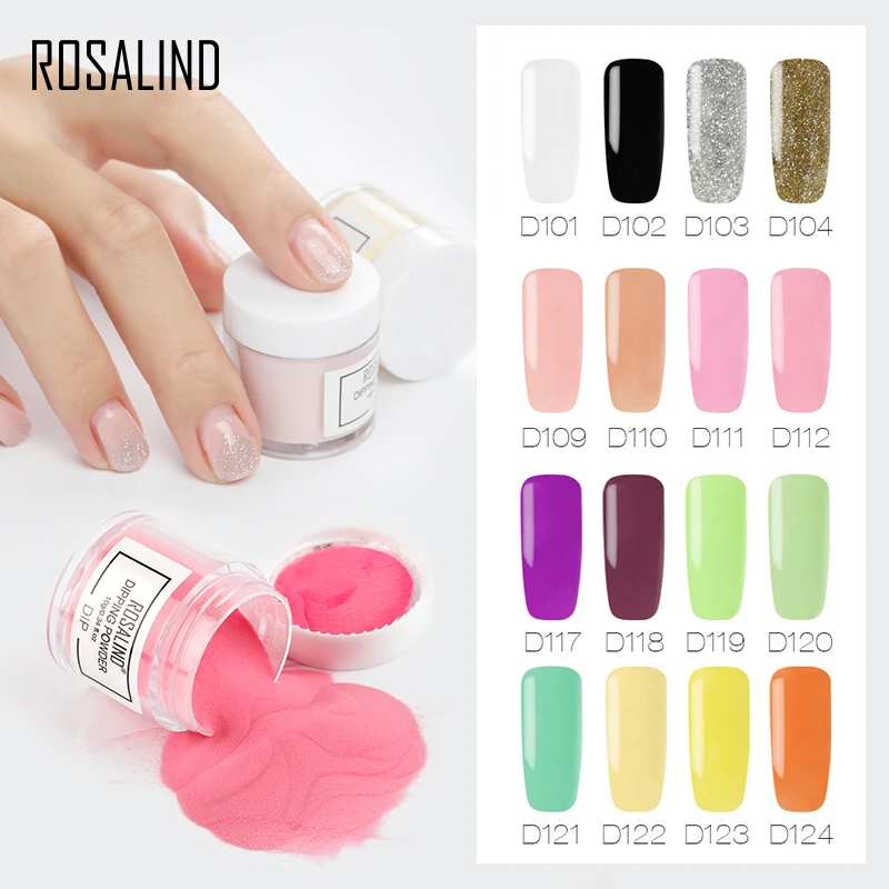 ROSALIND 10 г окунающий порошок для ногтей Natura и блестящий цветной набор