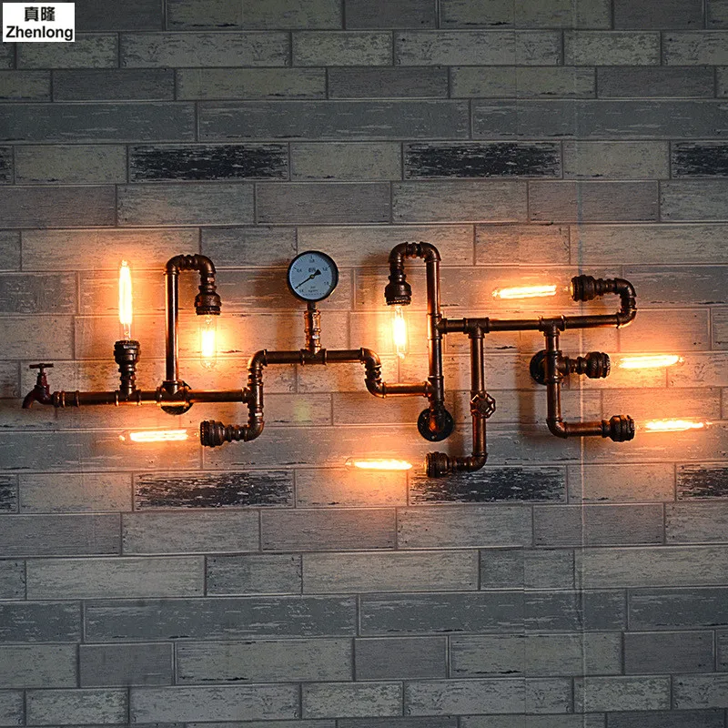 Retro Iron Water Pipe Wall Lamp Vintage Aisle Lights Loft Iron Wall Lamps Edison Incandescent Coffee Light Bulb 8 Lights Decor
Retro Iron Water Pipe Wall Lamp Vintage Aisle Lights Loft Iron Wall Lamps Edison Incandescent Coffee Light Bulb 8 Lights Decor