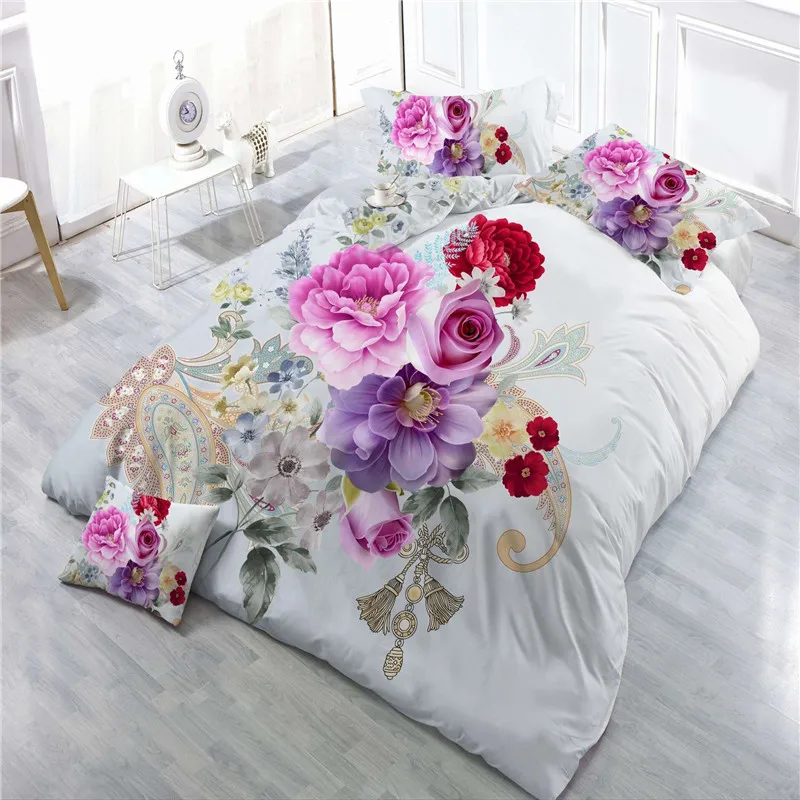 Home Textile Bedding Set 3D flowers Roses lilacs Pastoral style 4pcs Duvet Cover Sets Soft Polyester Bed Linen Flat Bed Sheet
Home Textile Bedding Set 3D flowers Roses lilacs Pastoral style 4pcs Duvet Cover Sets Soft Polyester Bed Linen Flat Bed Sheet