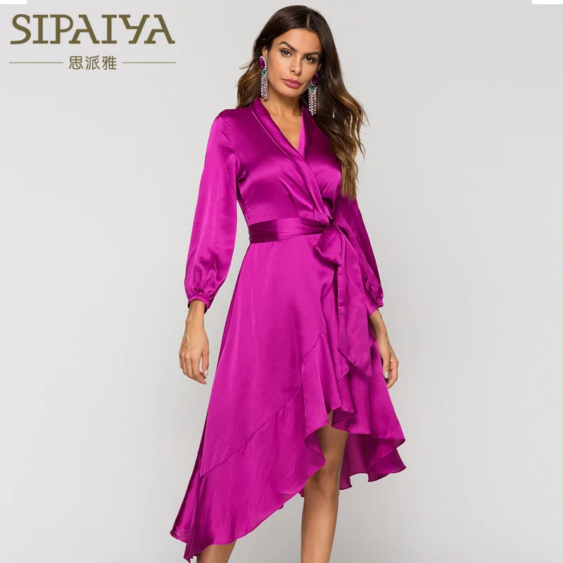 New dress irregular lotus leaf long sleeved dress female leisure sexy silk dress.
New dress irregular lotus leaf long sleeved dress female leisure sexy silk dress.