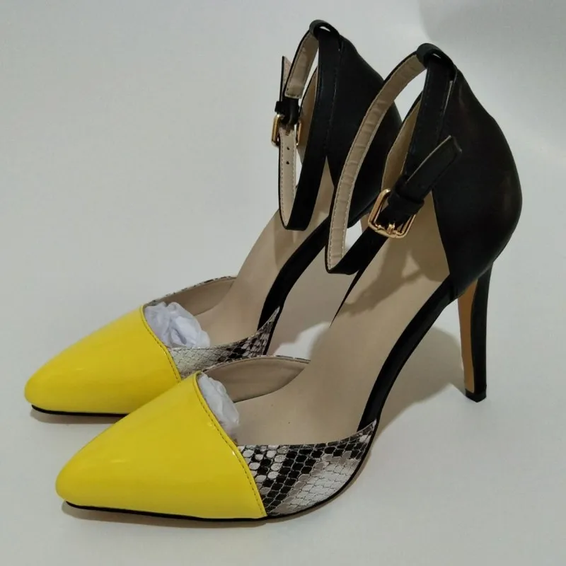 Women’s Shoes Color Combination of Leather, 11 Cm